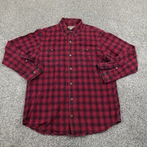 Duluth Shirt Mens Medium Red Black Flannel Long Sleeve Button Up Workwear Cotton